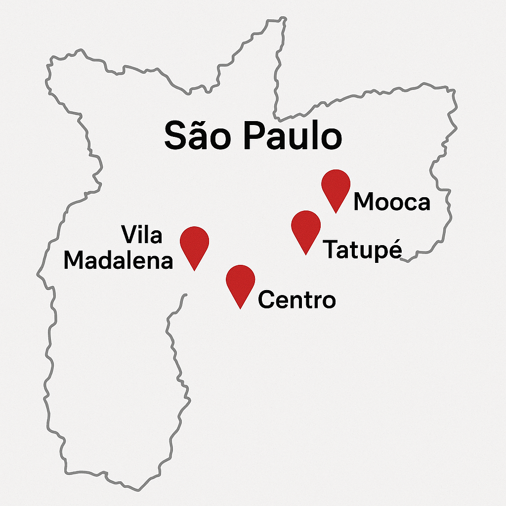 Bairros de São Paulo com muitas ocorrências de infiltração