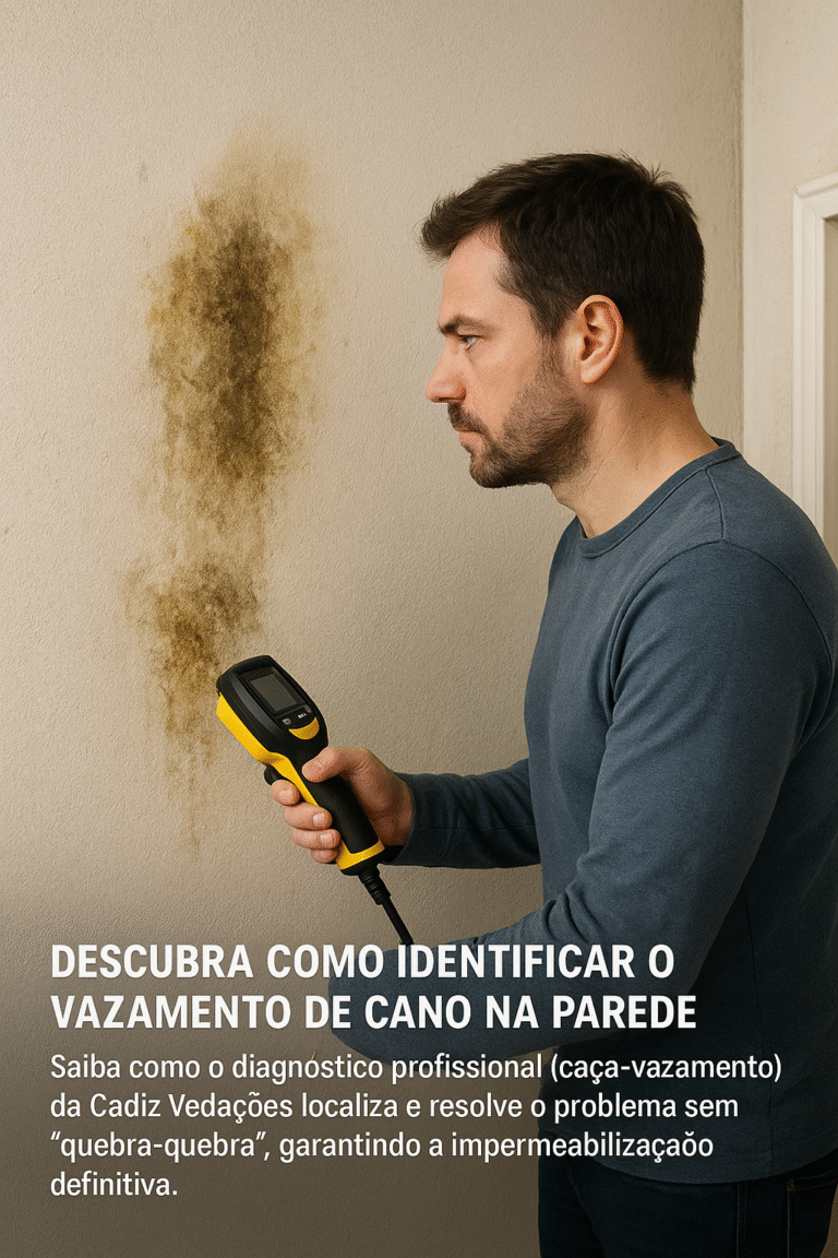 profissional Identificando vazamento interno na parede