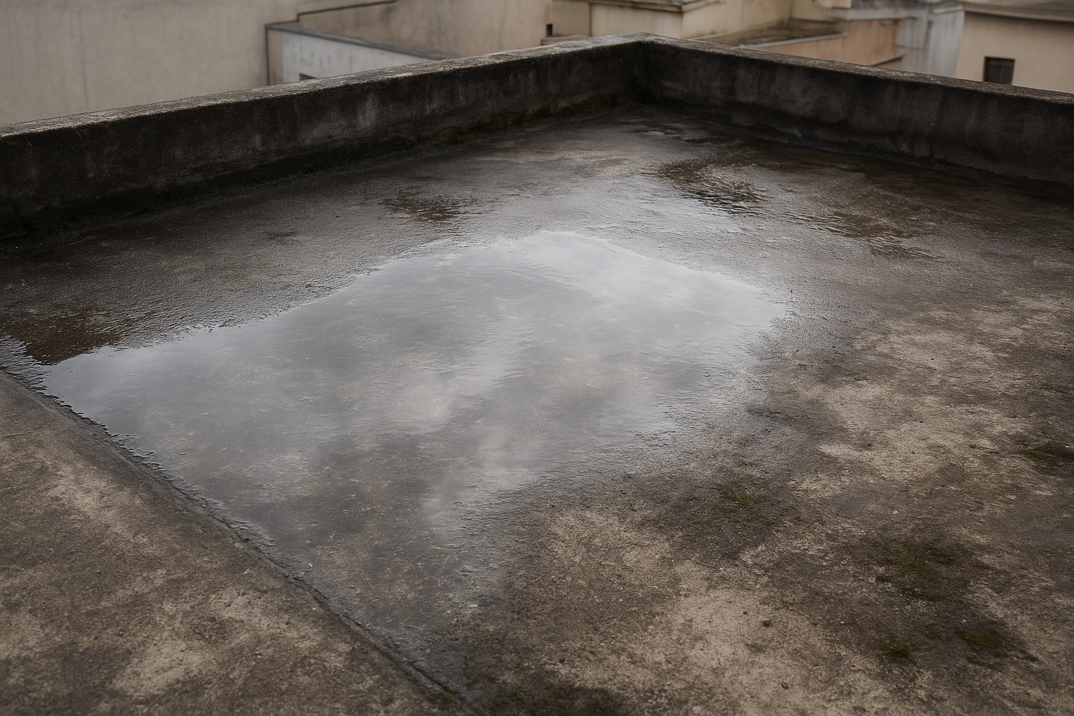 laje com pouca inclinação acumulando agua